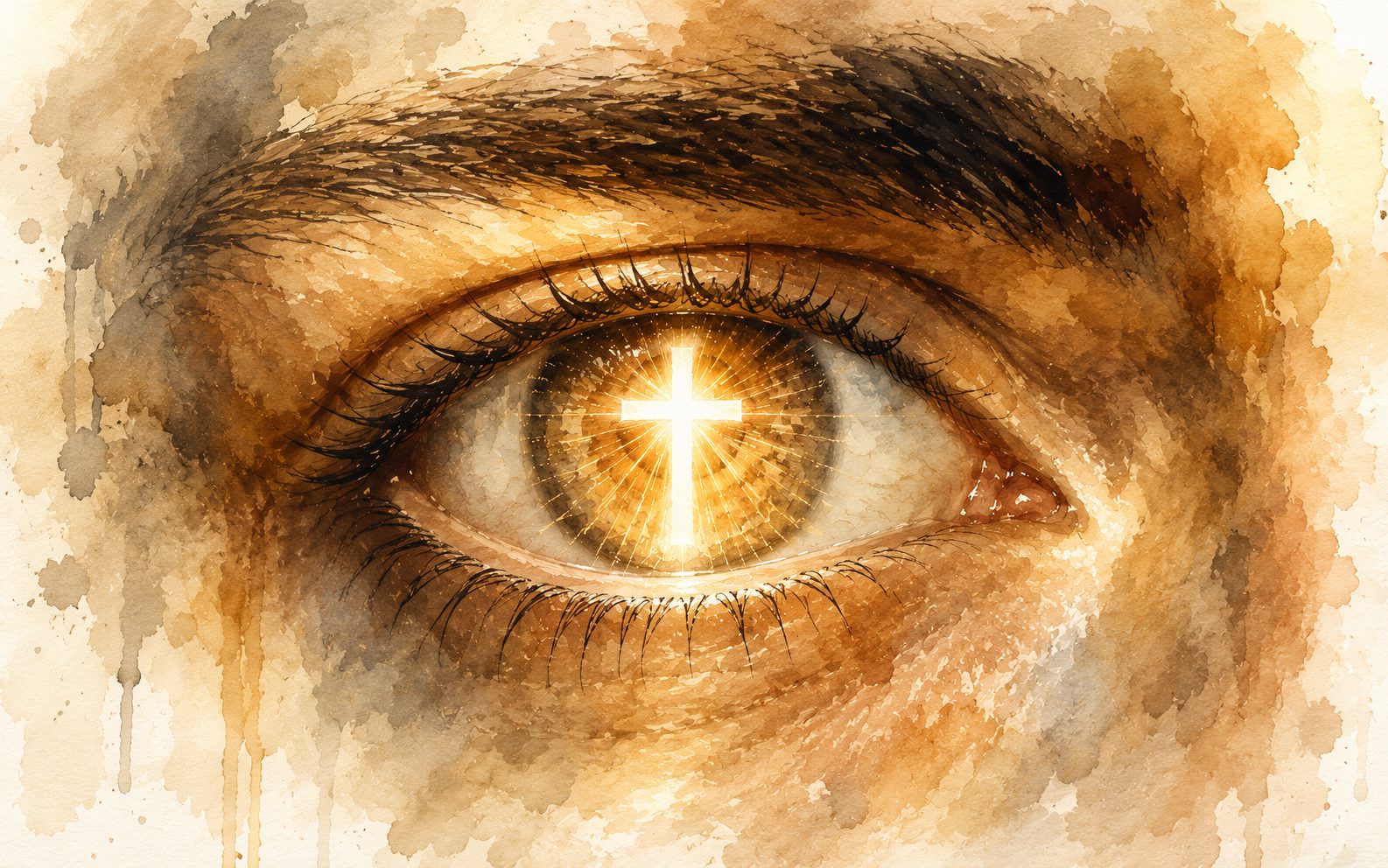 Male eyeball with illuminated Cross